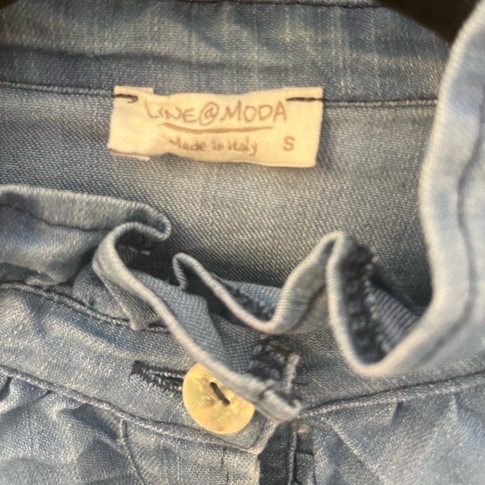Line@Moda Ruffled Denim Button-Up Shirt - Picture 3 of 8